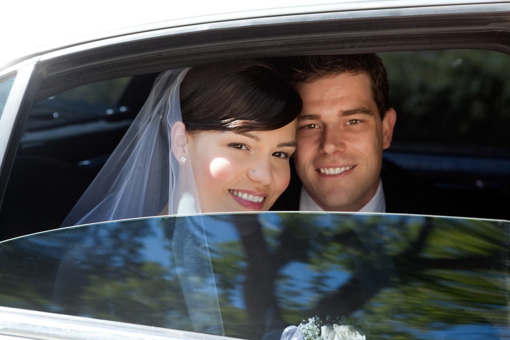 couple arrive in style to honeymoon