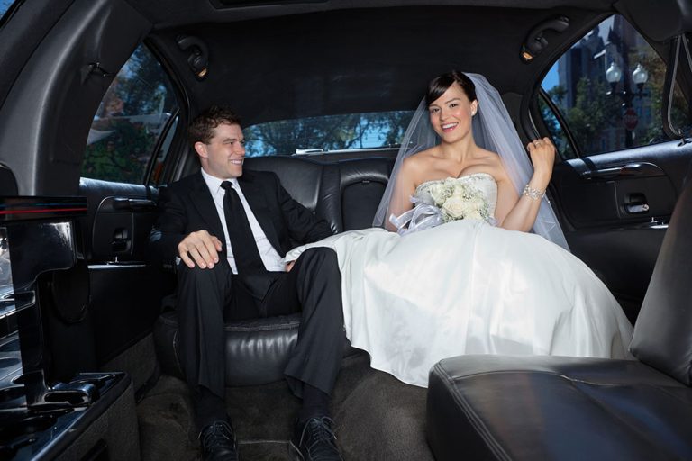 bride arrive in style with la confidential luxury transportation car service