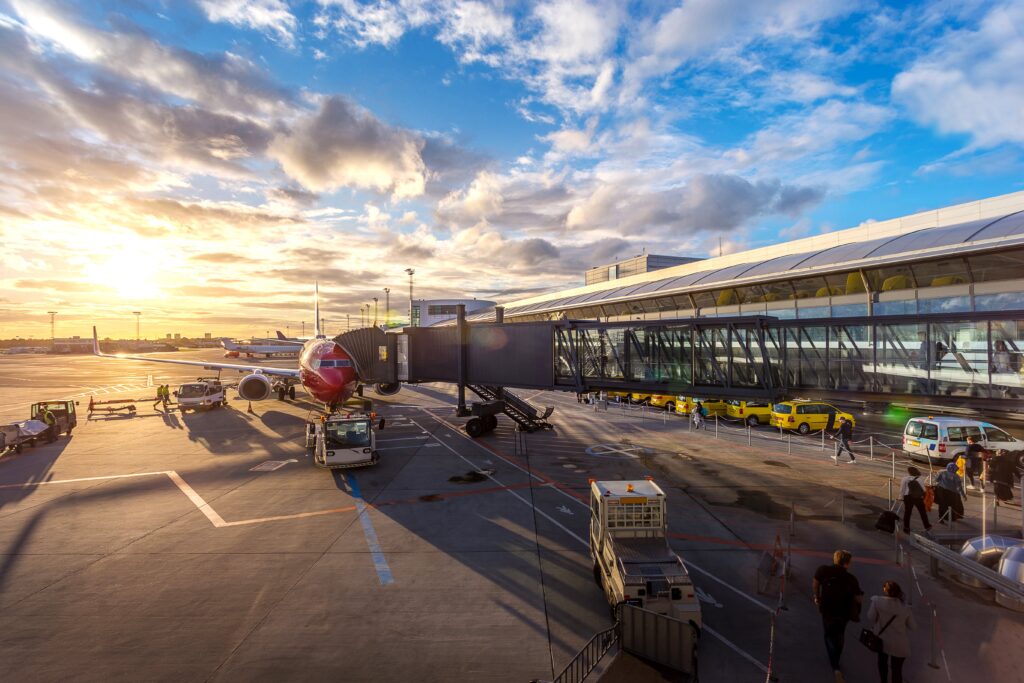 Airplane at airport gate